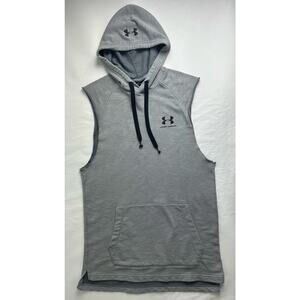 Under Armour Men's Medium Sleeveless Hoodie Loose Fit Pullover Gray Activewear